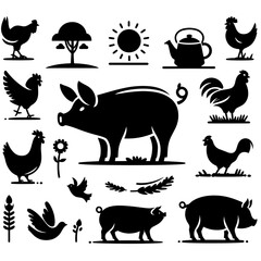 silhouette illustration pig vector SVG