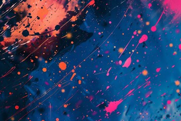 Bright colorful splashes and splatters on black background.