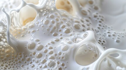 A detailed close-up shot of milk. Perfect for advertising or illustrating thirst-quenching beverages.