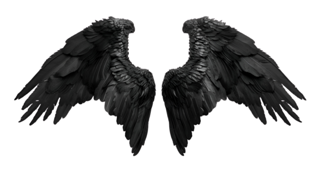 Black Angel Wings No Background Ground Aspect 16:9 Perfect Graphic Source