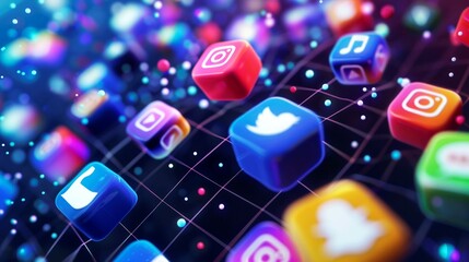 illustration abstract link network app of social media