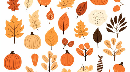 autumn leaves on white background  