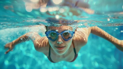 Naklejka premium Swimmer in the pool generative ai