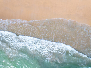 Beautiful beach sea in summer season,Travel and nature environment concept,Sea beach background Top view image from drone