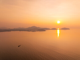 Sunset or sunrise light over sea,Amazing landscape colorful sky background