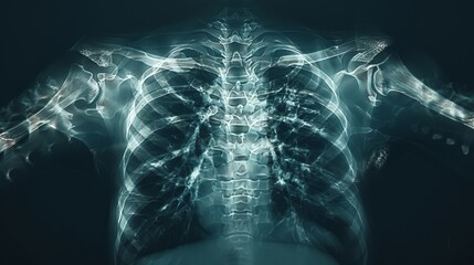 An X-ray of a person's chest. The lungs are filled with smoke. The image is a warning about the dangers of smoking.
