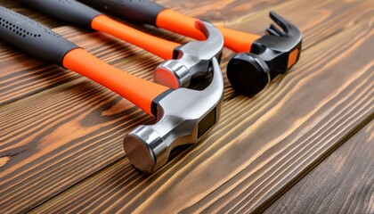 Tres martillos naranjas.