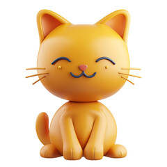 3d cartoon cute little cat on transparent background