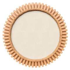 Round wooden frame with rope in realistic 3d render with transparent background