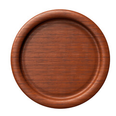 Round wooden frame in realistic 3d render with transparent background