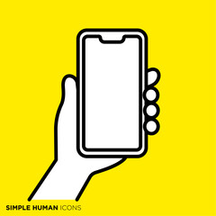 シンプルな人間のアイコンシリーズ,スマホを持つ手