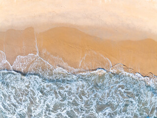 Beautiful beach sea in summer season,Travel and nature environment concept,Sea beach background Top view image from drone