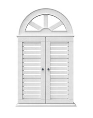 wooden white window in realistic 3d render with transparent background