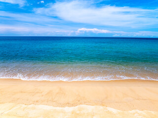 Beautiful beach sea in summer season,Travel and nature environment concept,Sea beach background Top view image from drone