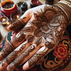 A photo of beautiful henna designs for wedding Generative AI