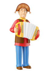 Fototapeta premium Traditional Brazilian forró musician with accordion in 3d render illustration with transparent background