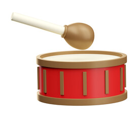 Traditional Brazilian Drum in 3D Render Illustration With Transparent Background