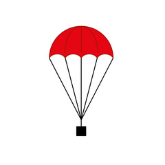 Parachute icon. Symbol of descent, flight or freedom. Device for lowering loads.