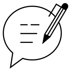 Speech bubble with a pen