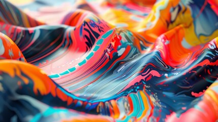 vibrant silk screen printing process colorful textile design creation 3d illustration