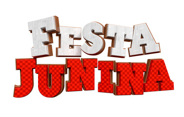 Label Festa Junina for São João in Brazilian Portuguese in 3d render illustration with transparent background
