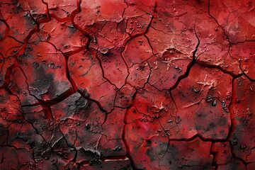 Naklejka premium heat red cracked ground texture after eruption volcano