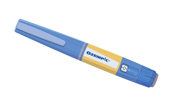 Ozempic semaglutide injection pen vector drawing isolated on white.