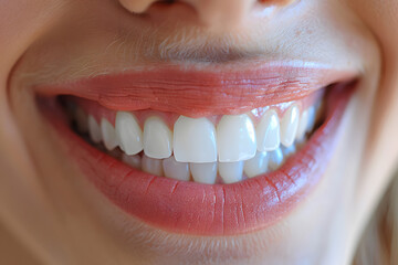 Fototapeta premium Beautiful young woman female smiling showing perfect white teeth. Dental stomatology whitening and treatment advertisement concept.