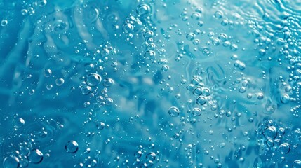 Water background with drops on blue surface. generative ai