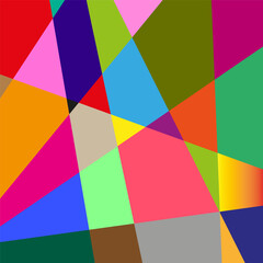 Vibrant geometric abstract. Multicolored polygon mosaic. Vector colorful design.