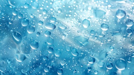 Water background with drops on blue surface. generative ai