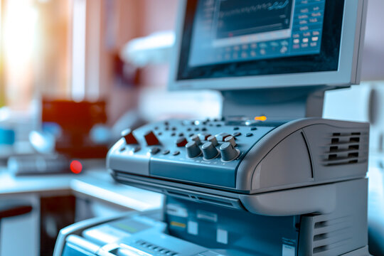 Close up of a medical ultrasound diagnostic machine