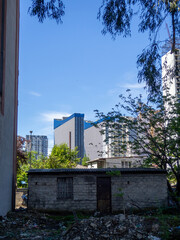 Obraz premium New construction and old buildings. Concept of old and new.