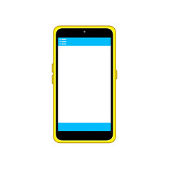 メニューのアイコンが左上に表示されたスマートフォン