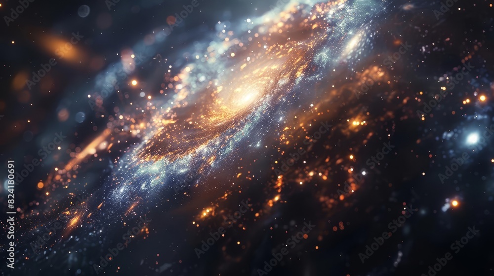 Wall mural illustrate a depiction of dark matter as a mysterious, invisible force interacting with visible gala