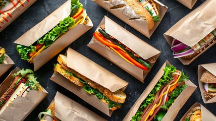 Assorted Gourmet Sandwiches in Eco-Friendly Packaging