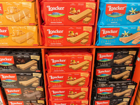 Loacker Wafer Biscuit Varieties on Display