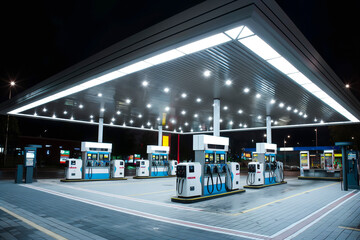 Gas Station Exterior Night Lights
