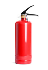 One red fire extinguisher on white background