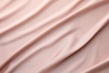 Crumpled pink silk fabric as background, top view