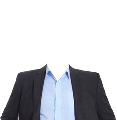 Formal wear replacement template for passport photo or other documents. Jacket and shirt isolated...