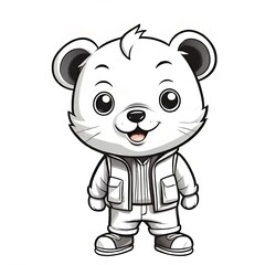 cartoon, illustration, baby, vector, cute, fun, funny, mammal, zoo, isolated, character, toy, wildlife, black, dog, art, china, white, teddy, icon, wild, smile