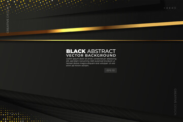 Luxury Black Abstract Background with Golden Textures