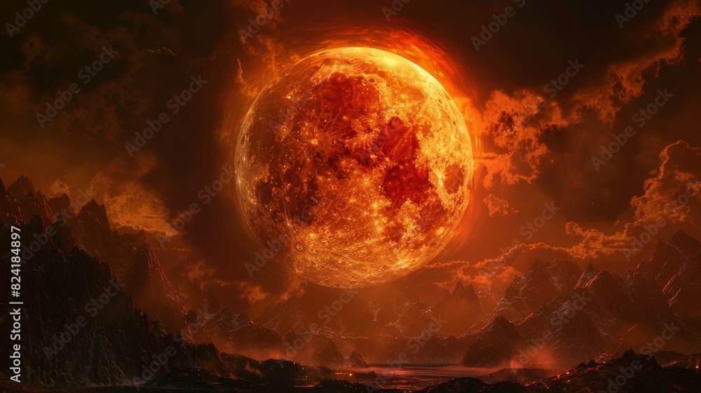 Aufkleber the lunar eclipse transforms the usually pale moon into a fiery red orb creating an eerie and forebo