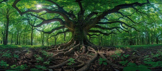 Naklejka premium Big old lush tree