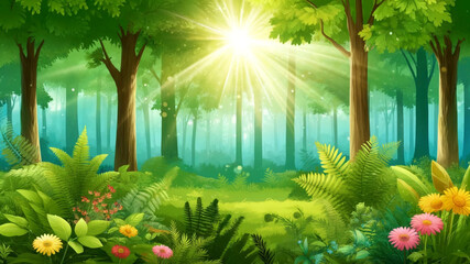 Enchanted Forest: Sunlit Serenity in Nature