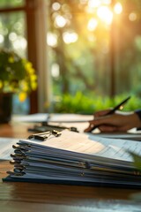 A document or binder labeled Company Policies being reviewed and updated by an HR professional