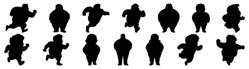 Fat people silhouette set vector design big pack of illustration and icon
