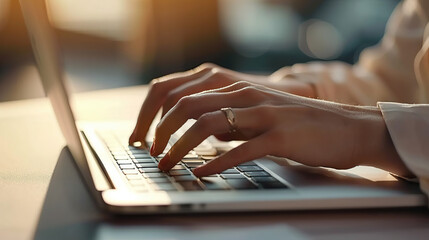 closeup of hands typing on keyboard