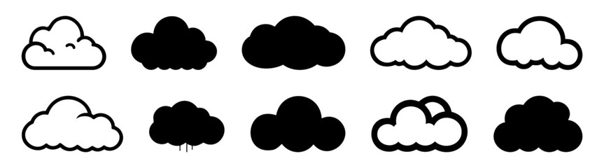 Cloud silhouette set vector design big pack of illustration and icon
